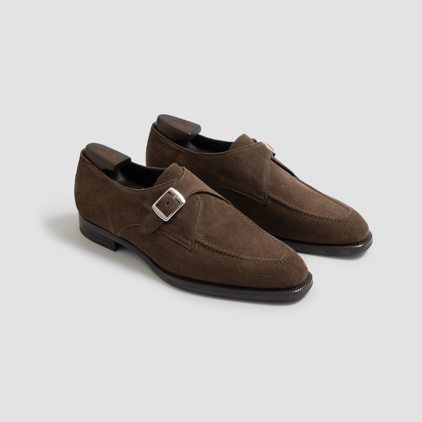 Cremona Suede Dark Bark Men's Single Monk Strap