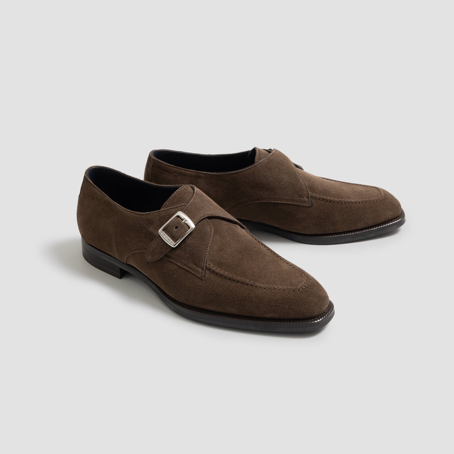 Cremona Suede Dark Bark Men's Single Monk Strap