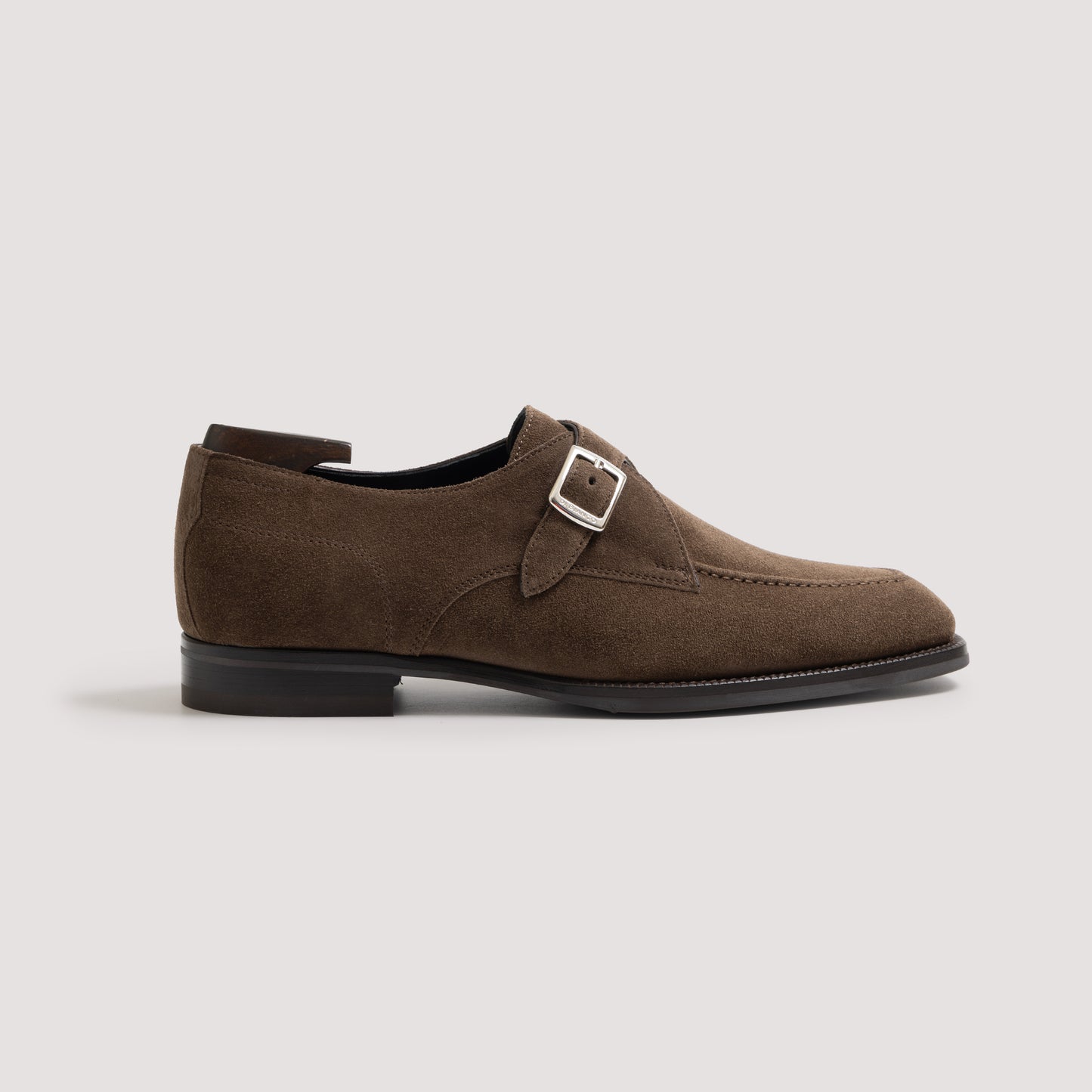 Cremona Suede Dark Bark Men's Single Monk Strap