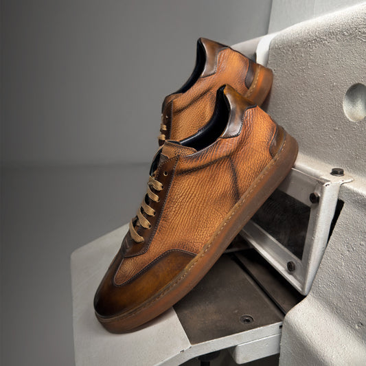 Fiorano Corduroy & Calfskin Castagna & Rev.Sombrero Men's Italian Sneaker