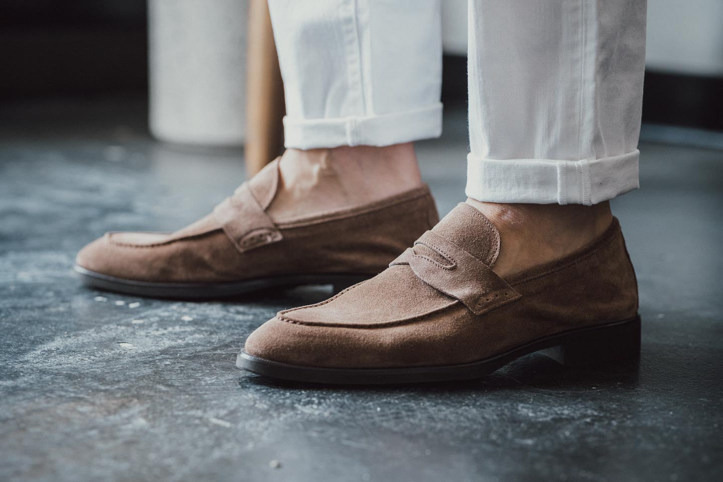 men's suede loafer brown, made in italy, handmade