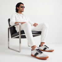 DB Copparo Sport Calfskin Bianco and Blue Men's Italian Sneaker
