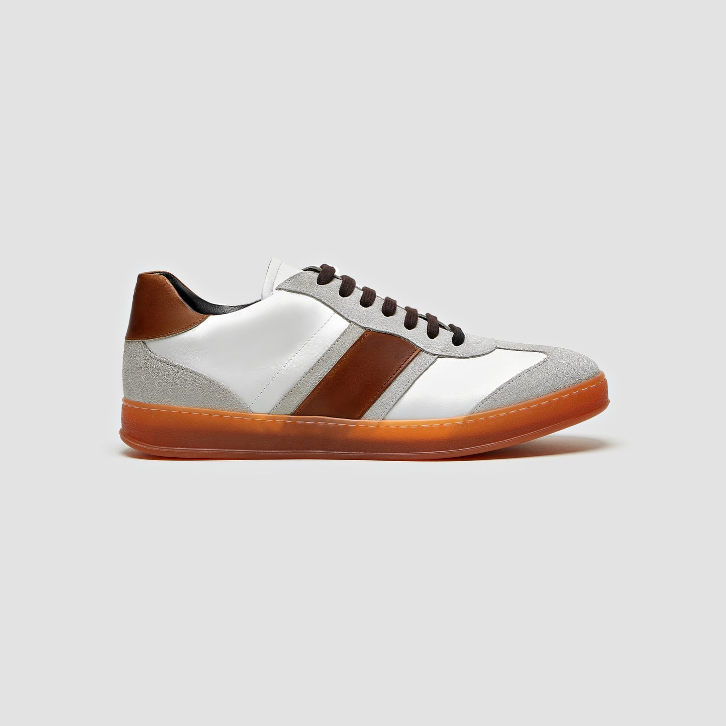 DB Copparo Sport Calfskin Bianco and Whiskey Men's Italian Sneaker