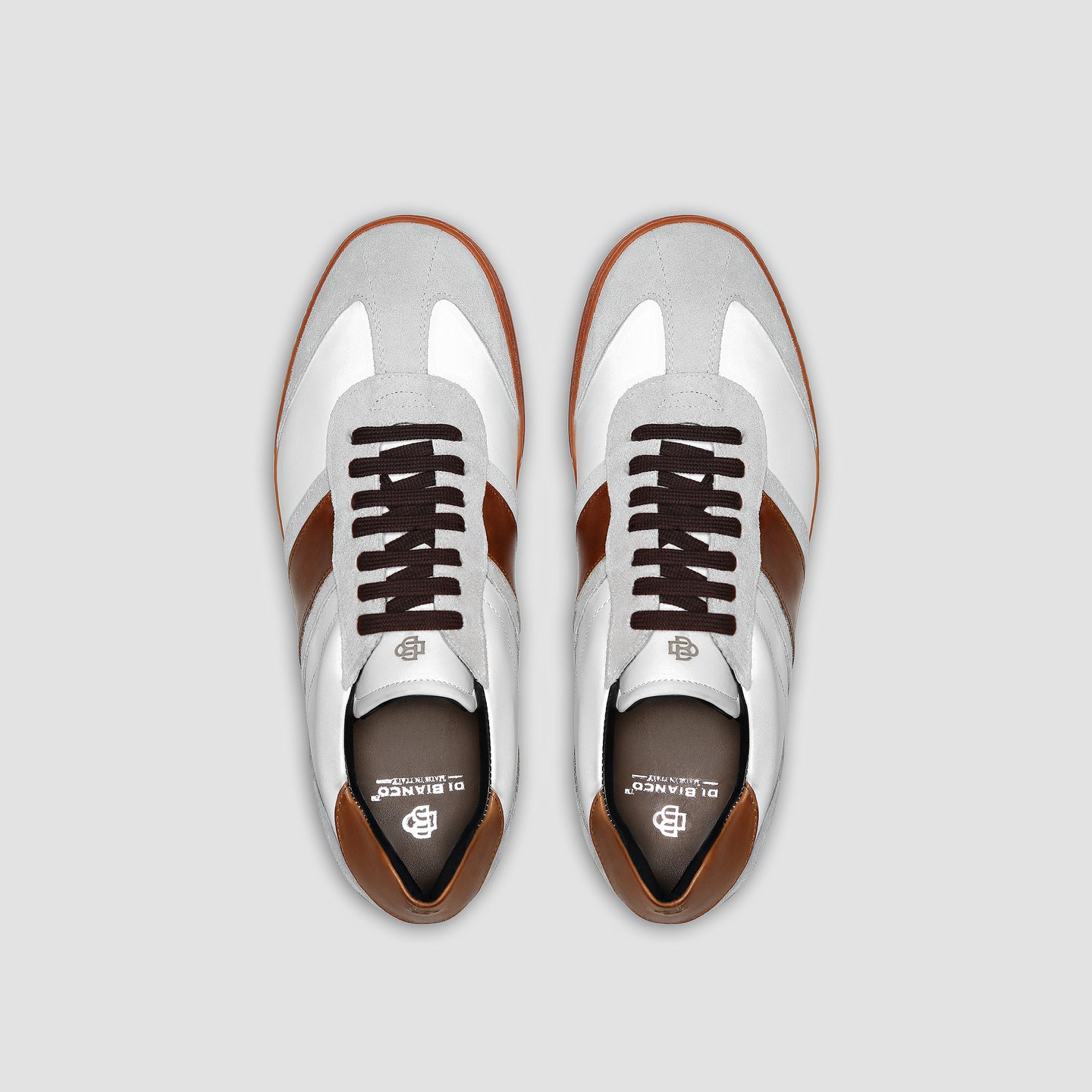DB Copparo Sport Calfskin Bianco and Whiskey Men's Italian Sneaker