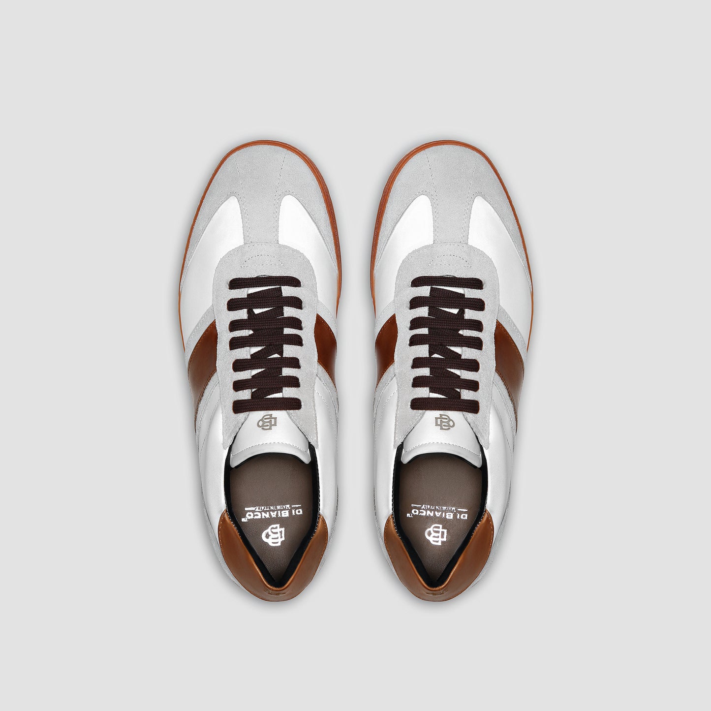 DB Copparo Sport Calfskin Bianco and Whiskey Men's Italian Sneaker