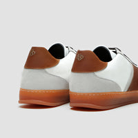 DB Copparo Sport Calfskin Bianco and Whiskey Men's Italian Sneaker