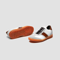 DB Copparo Sport Calfskin Bianco and Whiskey Men's Italian Sneaker