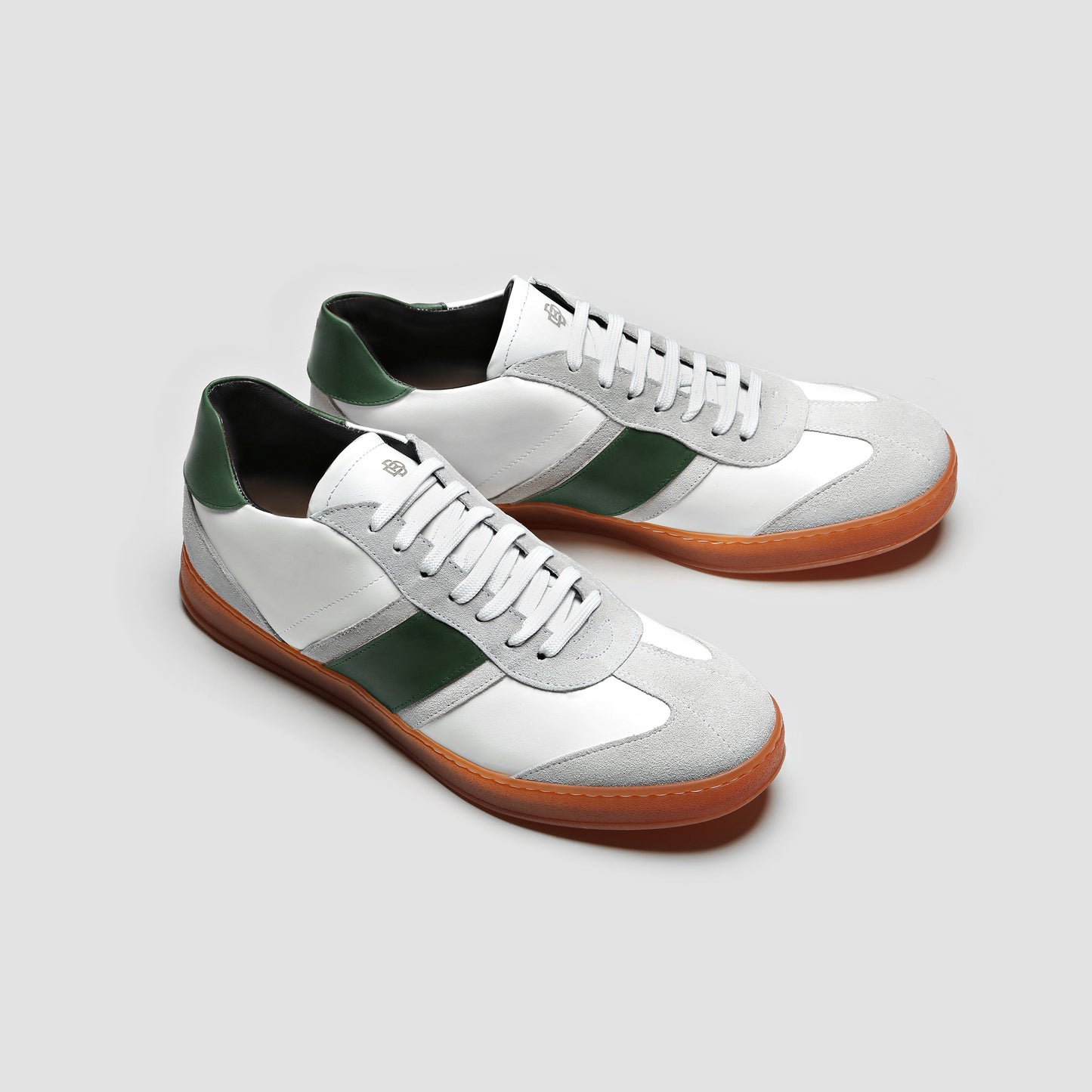 DB Copparo Sport Calfskin Bianco and Smeraldo Men's Italian Sneaker