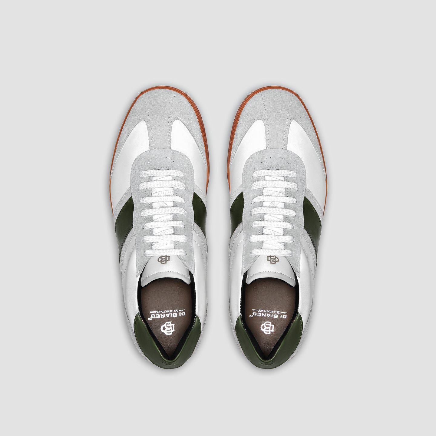 DB Copparo Sport Calfskin Bianco and Smeraldo Men's Italian Sneaker