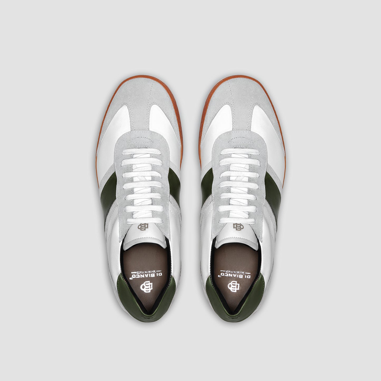 DB Copparo Sport Calfskin Bianco and Smeraldo Men's Italian Sneaker