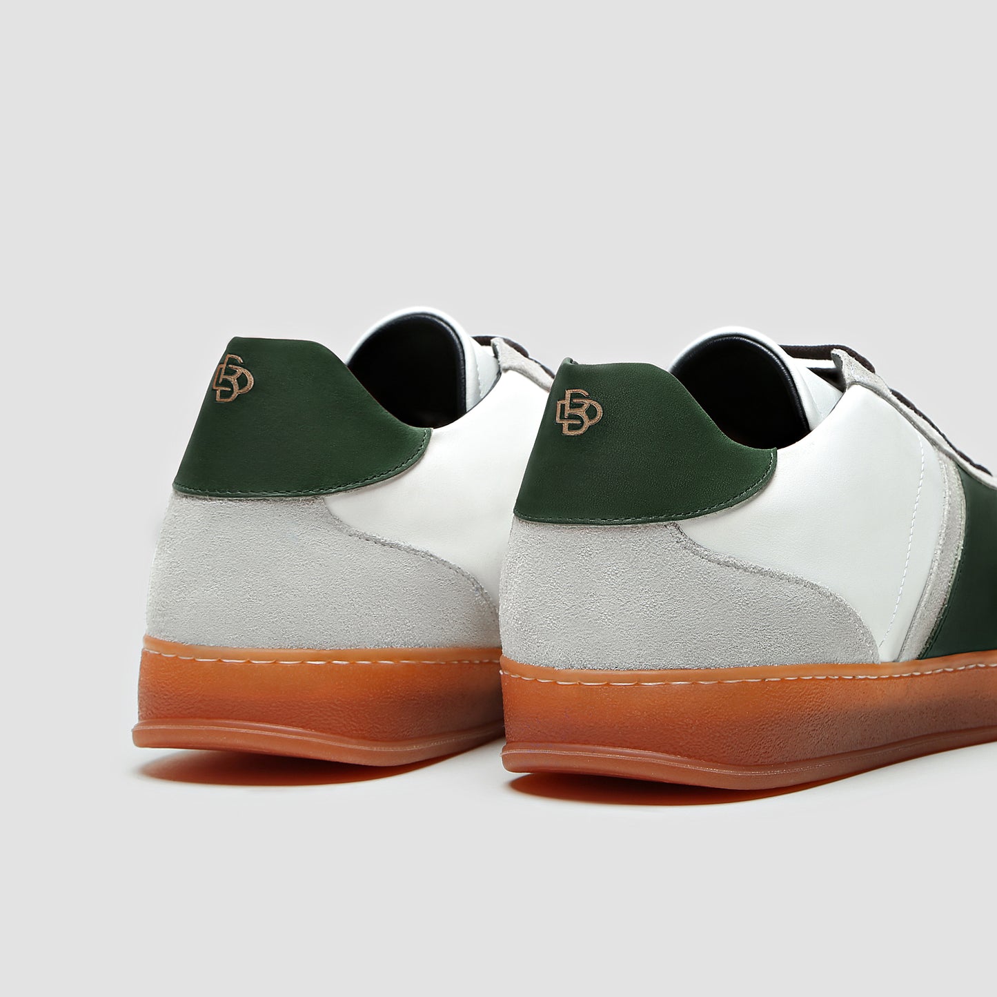 DB Copparo Sport Calfskin Bianco and Smeraldo Men's Italian Sneaker