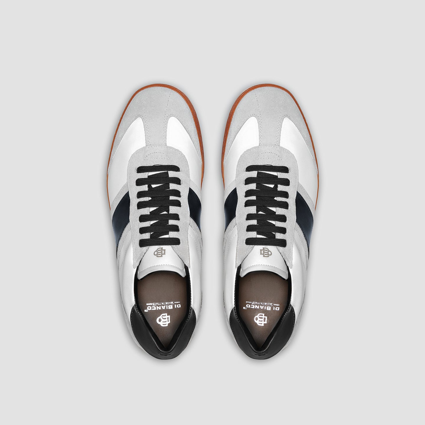 DB Copparo Sport Calfskin Bianco and Blue Men's Italian Sneaker