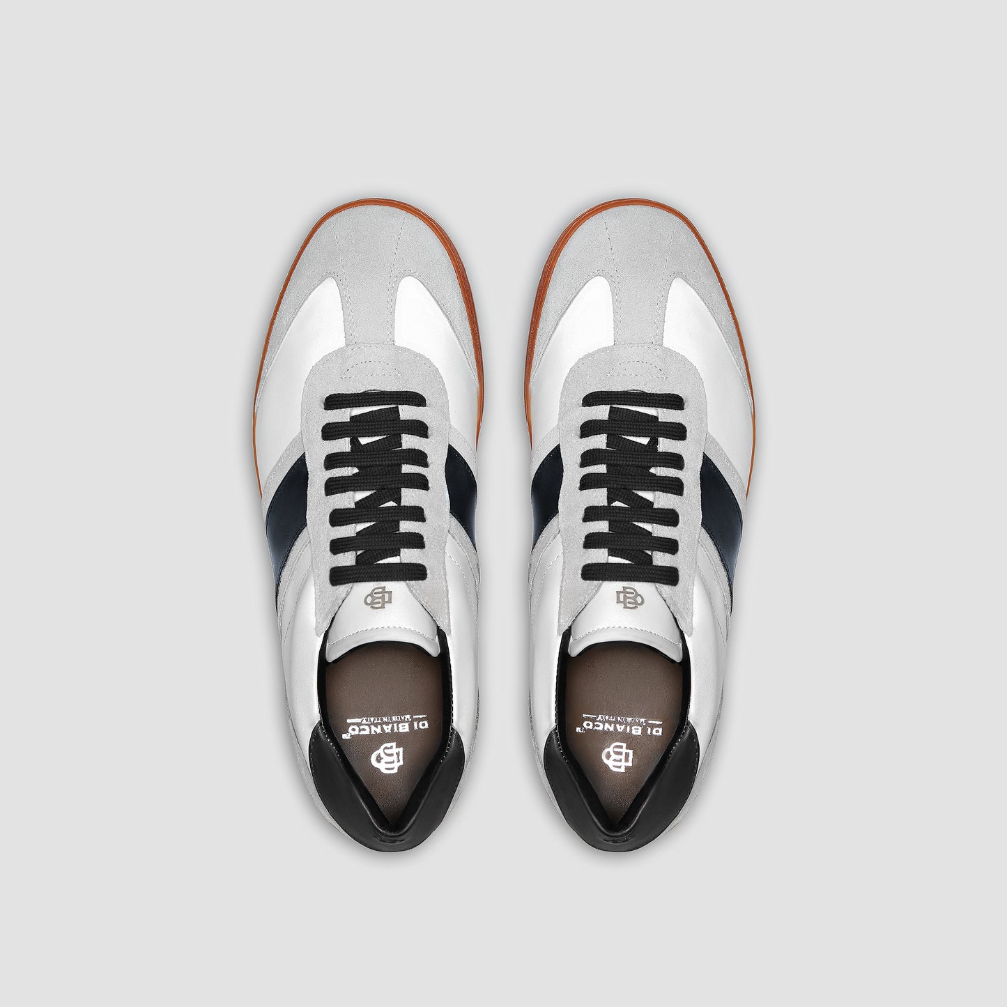 DB Copparo Sport Calfskin Bianco and Blue Men's Italian Sneaker
