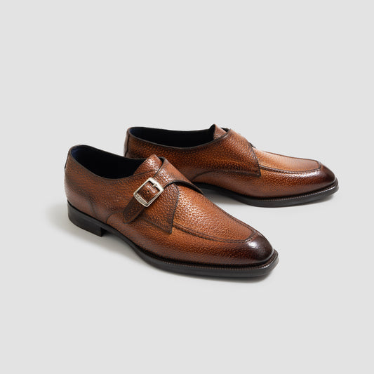 Cremona Peccary Burnt Caramel Men's Monk Strap