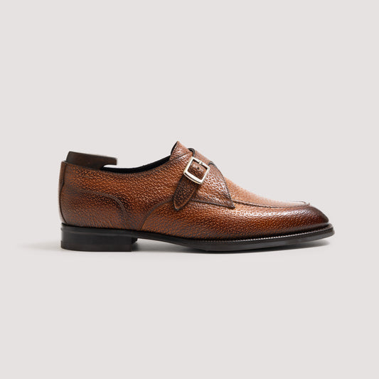 Cremona Peccary Burnt Caramel Men's Monk Strap