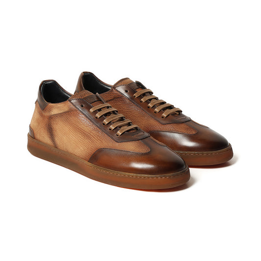 Fiorano Corduroy & Calfskin Castagna & Rev.Sombrero Men's Italian Sneaker