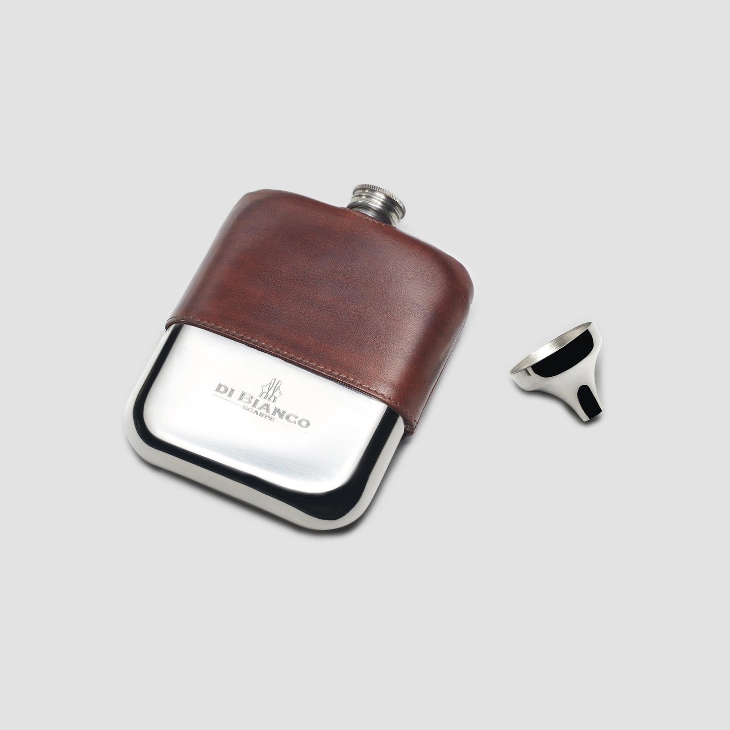 Leather Pewter Flask Marmo