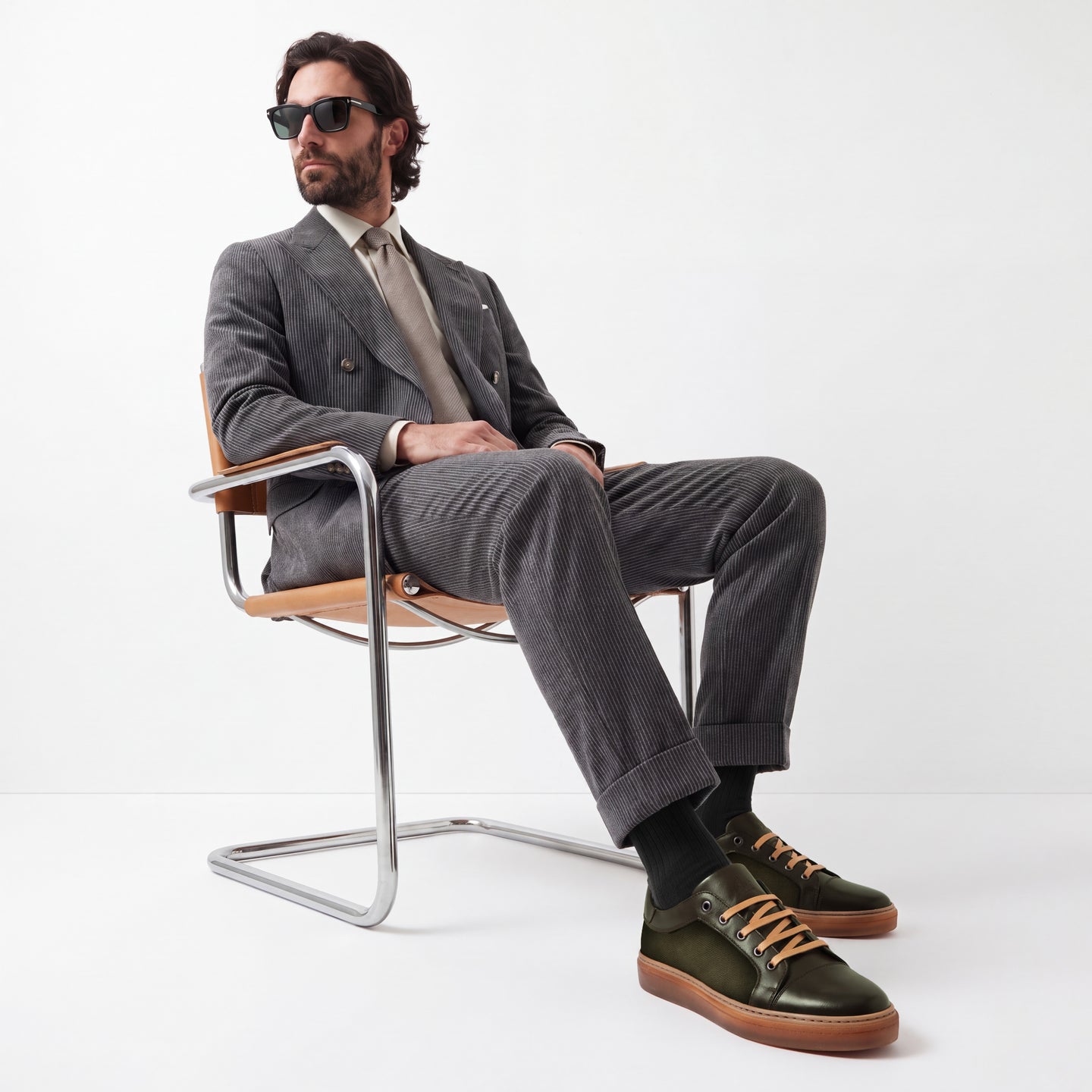 Messina Tropical & Corduroy Nero Oliva Men's Sneaker