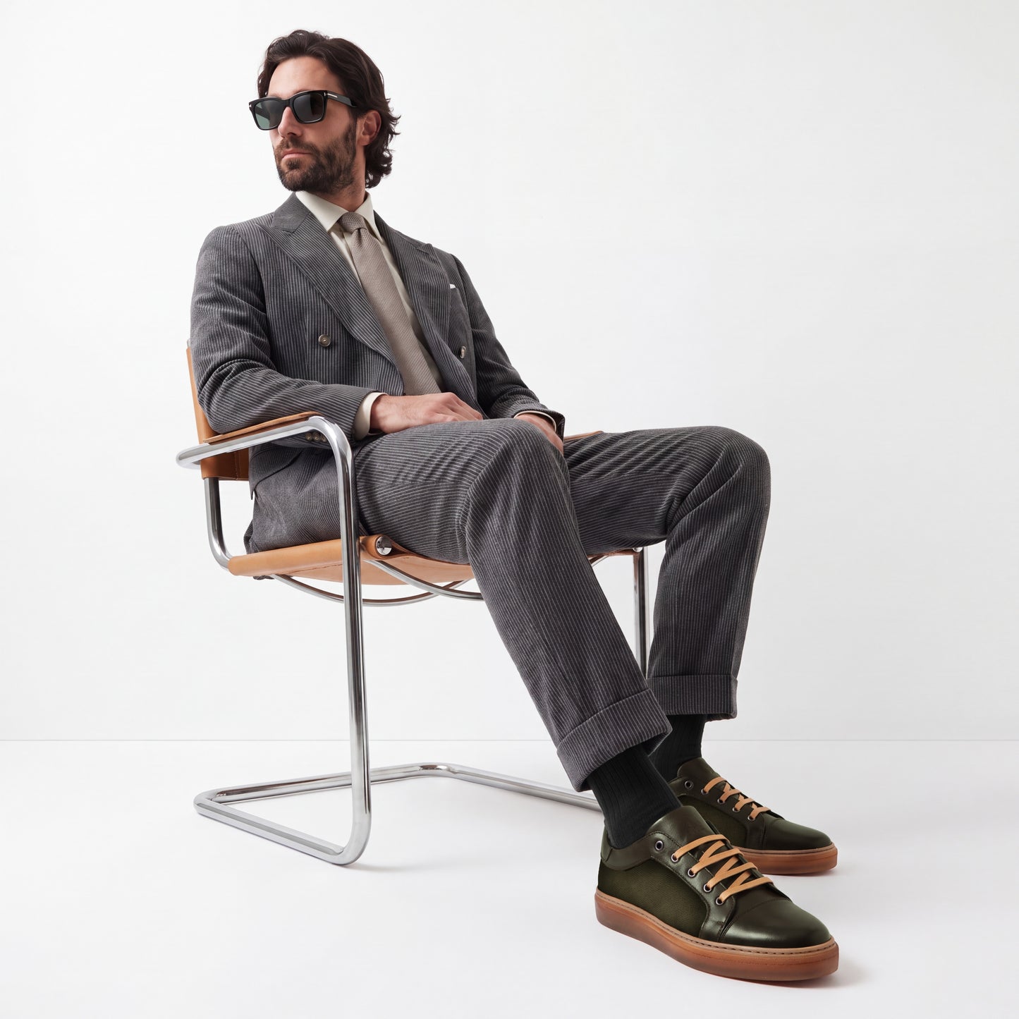 Messina Tropical & Corduroy Nero Oliva Men's Sneaker
