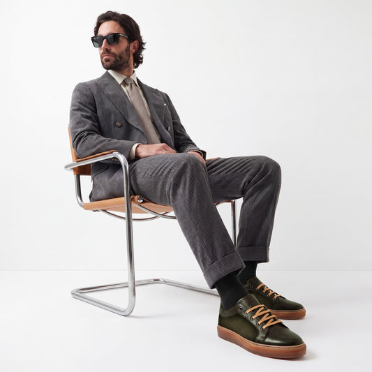 Messina Tropical & Corduroy Nero Oliva Men's Sneaker
