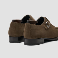Mantova Suede Dark Bark Men's Monk Strap