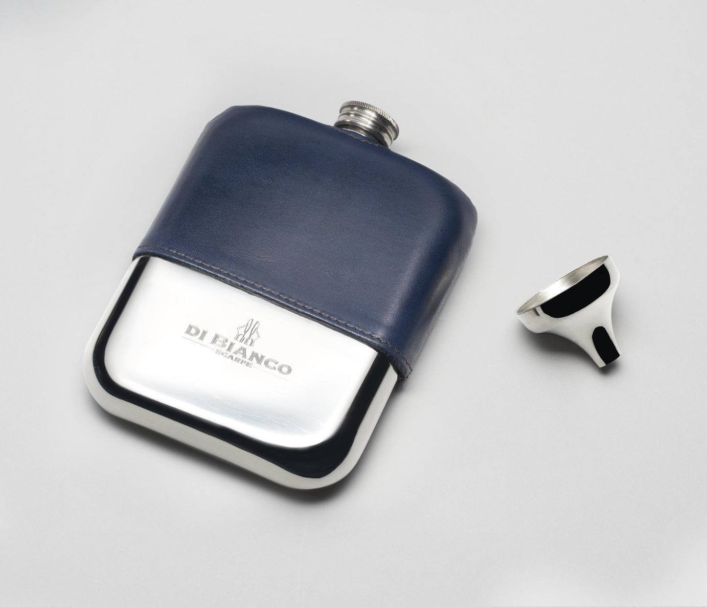 Leather Pewter Flask Midnight